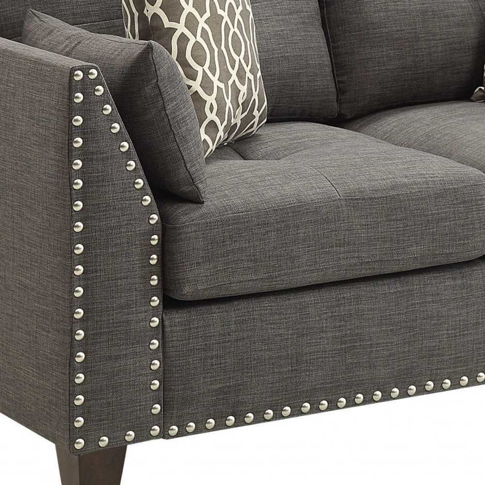 Light Charcoal Linen Loveseat - 58" X 31" X 35"