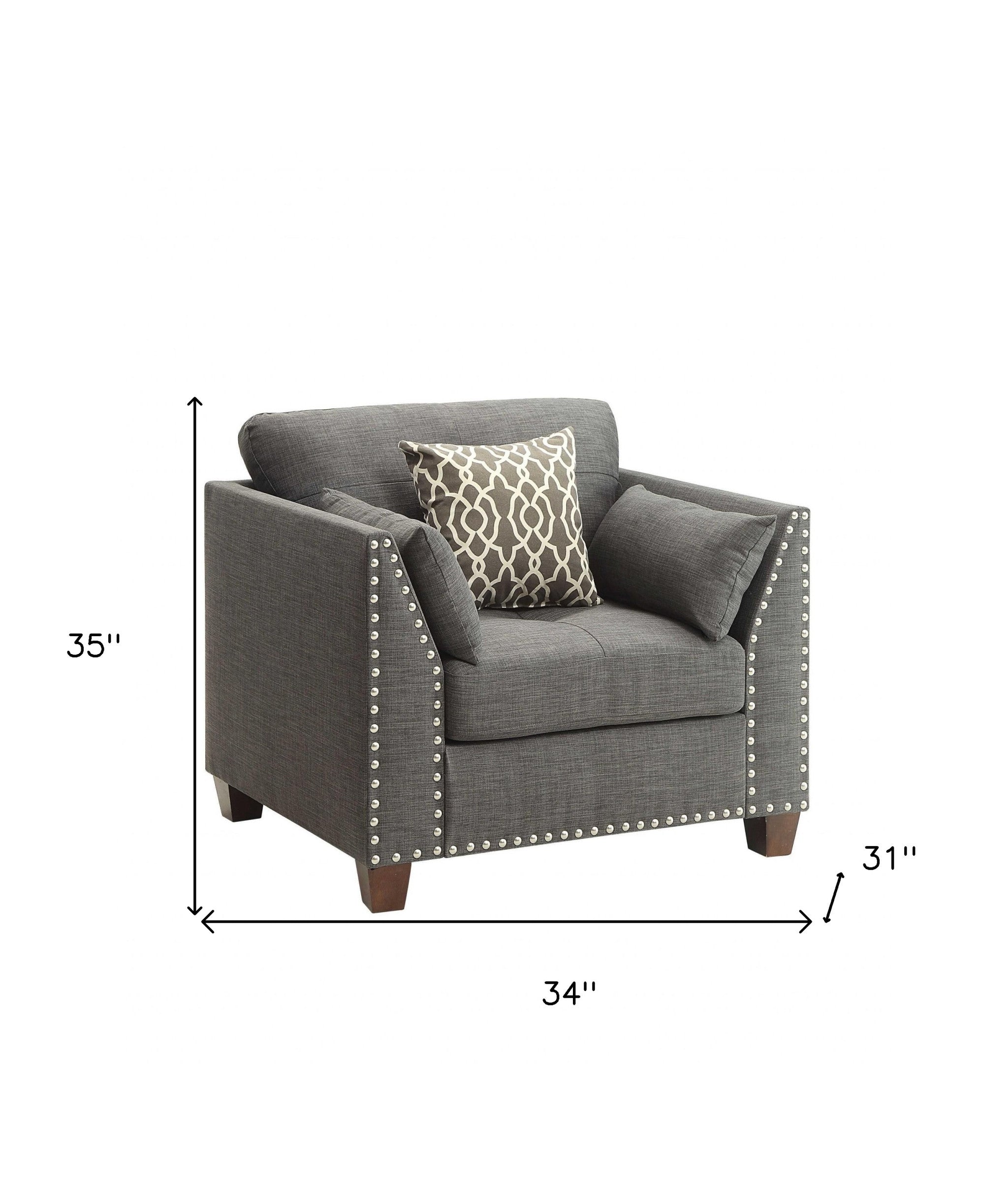 34" X 31" X 35" Light Charcoal Linen Chair