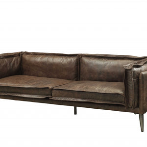 Distressed Chocolate Top Grain Leather Sofa 94" x 34" x 30"