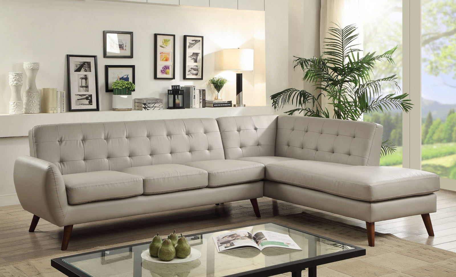 111" X 80" X 33" Gray Pu Sectional Sofa