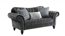 Loveseat de terciopelo gris oscuro W3 almohadas - 79