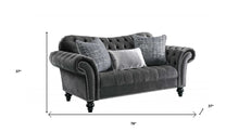 Loveseat de terciopelo gris oscuro W3 almohadas - 79
