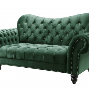 76" X 37" X 39" Green Velvet Loveseat