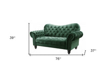 Loveseat de terciopelo verde de 76