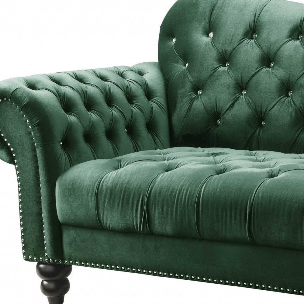 Loveseat de terciopelo verde de 76" X 37" X 39"