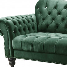 Loveseat de terciopelo verde de 76