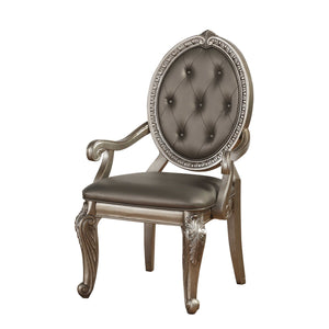 24" X 24" X 42" 2Pc Pu Leather  Antique Champagne Arm Chair