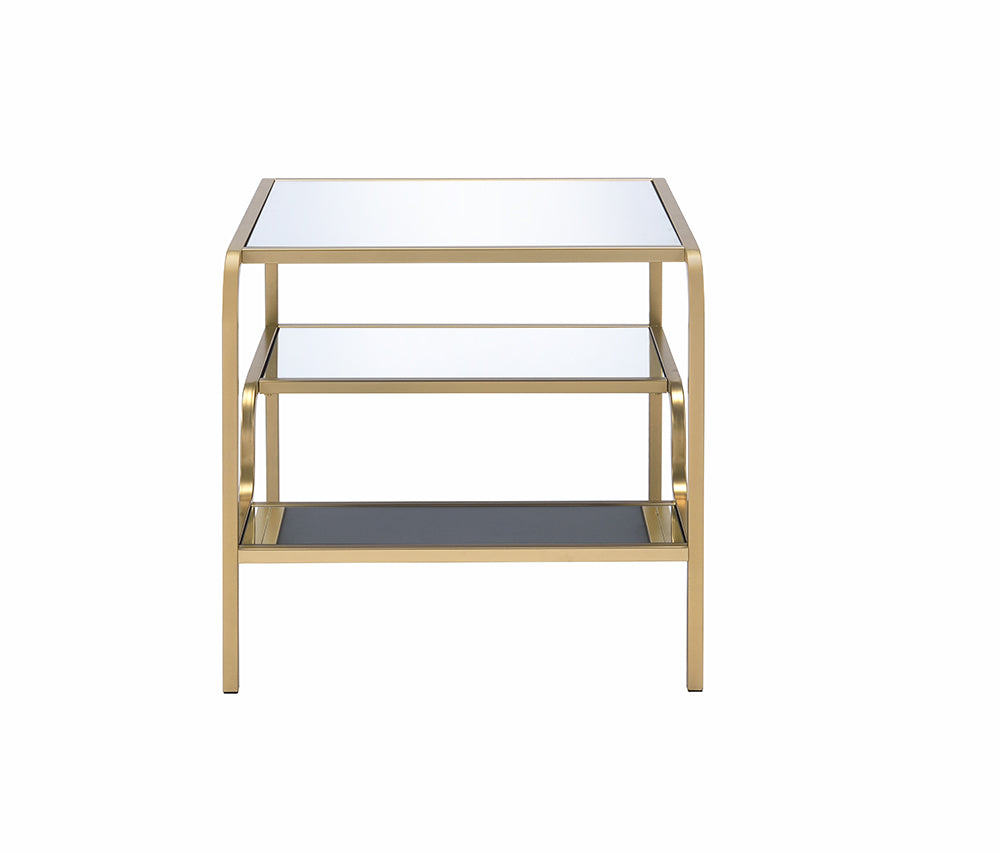 28" X 24" X 23" Gold And Clear Glass End Table