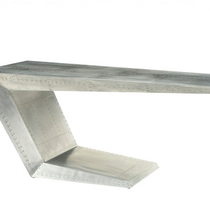 71" Silver Metal Mirrored Rectangular Writing Desk