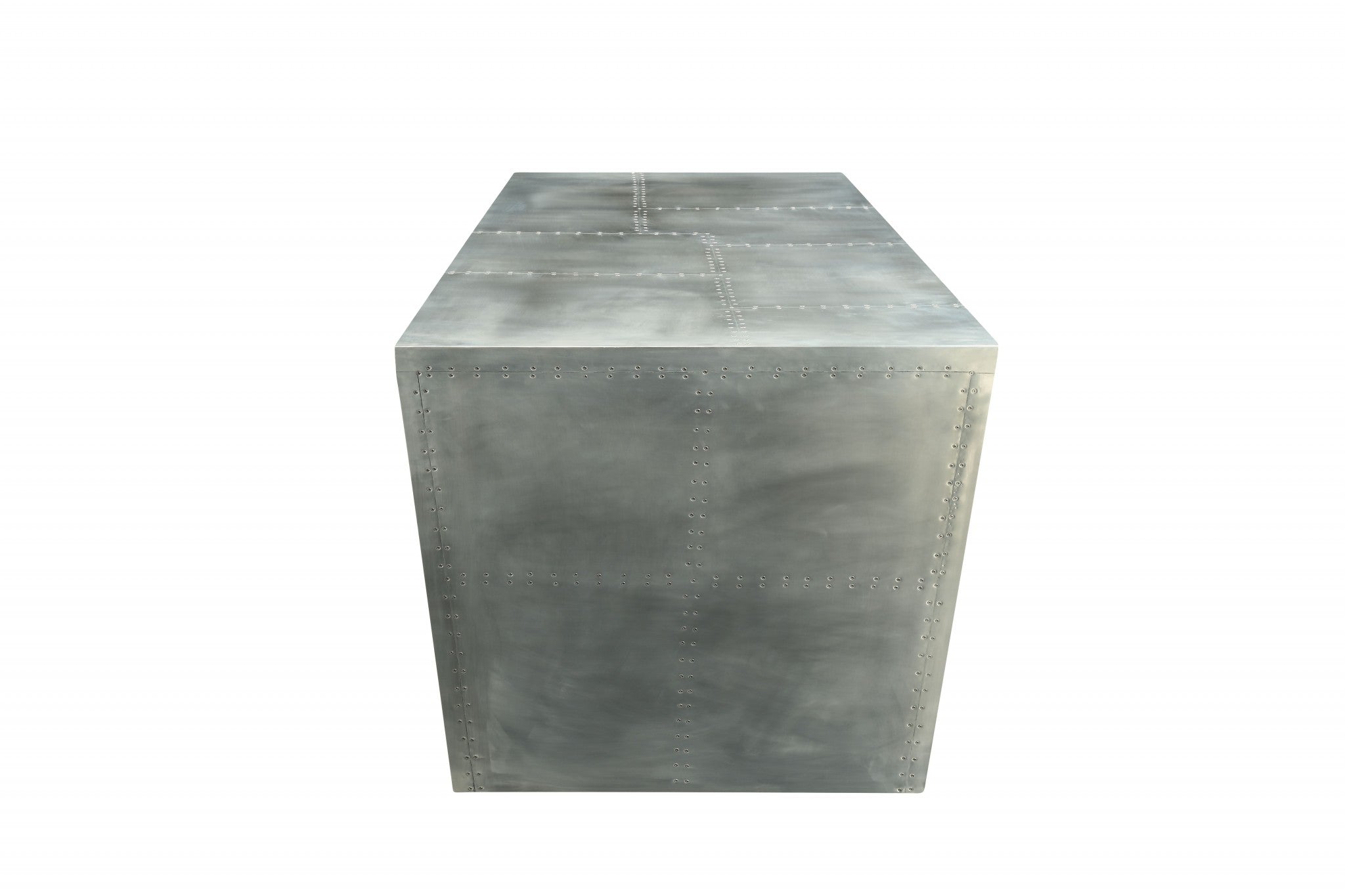 71" Silver Metal Mirrored Rectangular Writing Desk