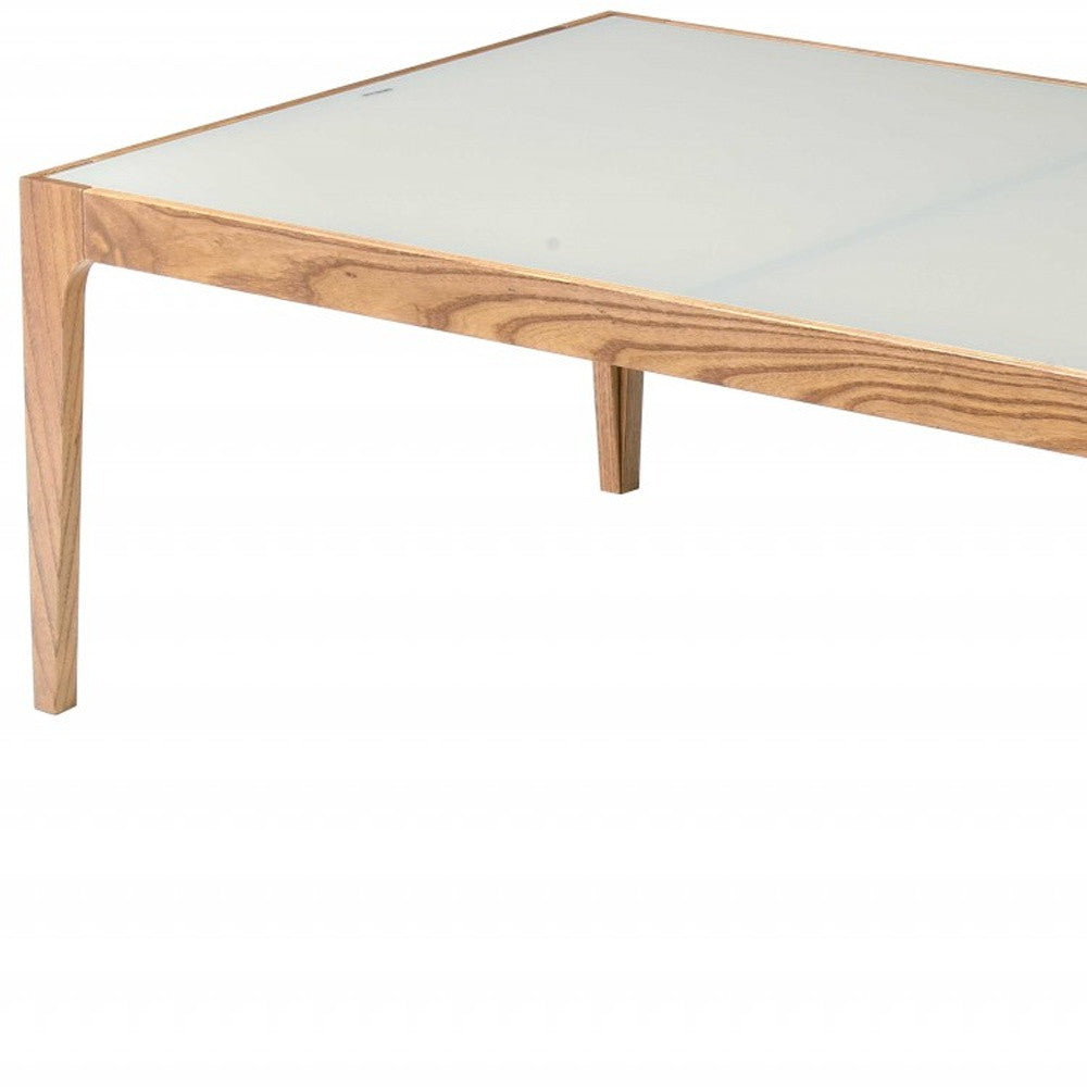 43" X 24" X 15" Natural And Frost Glass Coffee Table