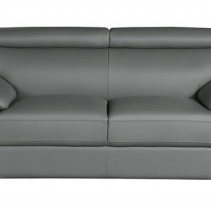 32" To 38" Captivating Gray Leather Loveseat