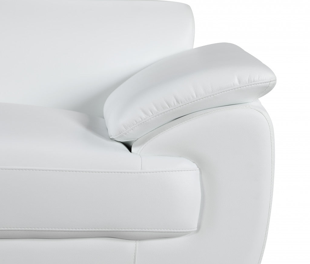 Captivating White Leather Loveseat 32" To 38"