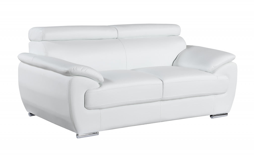 Captivating White Leather Loveseat 32" To 38"