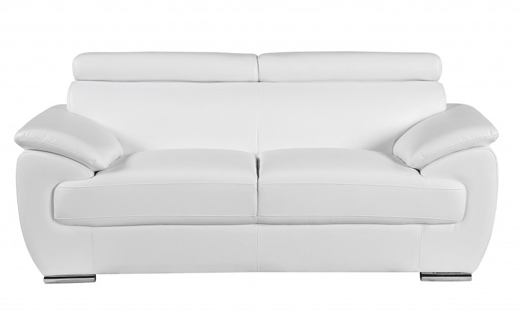 Captivating White Leather Loveseat 32" To 38"