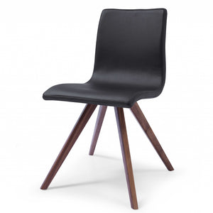 Set Of 2 Black Faux Leather Dining Chairs