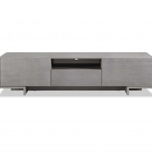 73" Gray Wood Cabinet Enclosed Storage TV Stand