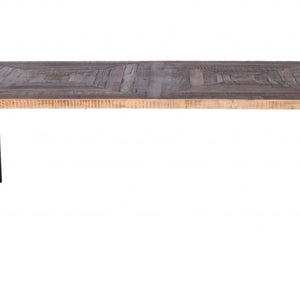 Natural Black 6 Wood 3 Iron Large Dining Table