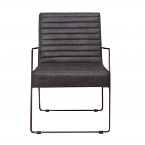 Ergonomic Grey Faux Leather Modern Arm Chair