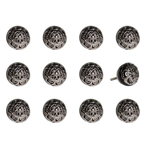 1.5" X 1.5" X 1.5" Black And Chrome  Knobs 12 Pack