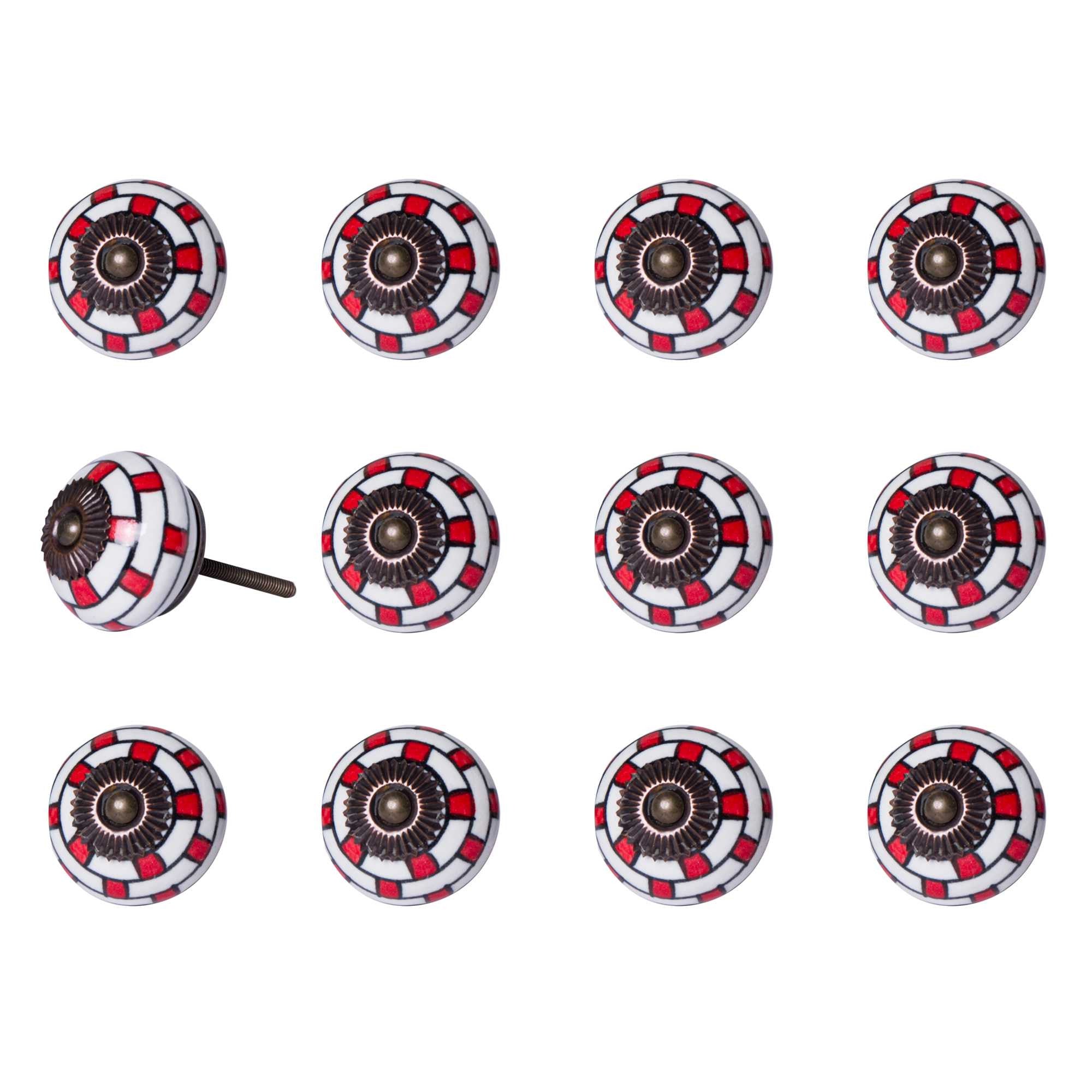 1.5" X 1.5" X 1.5" White Red And Navy Knobs 12 Pack