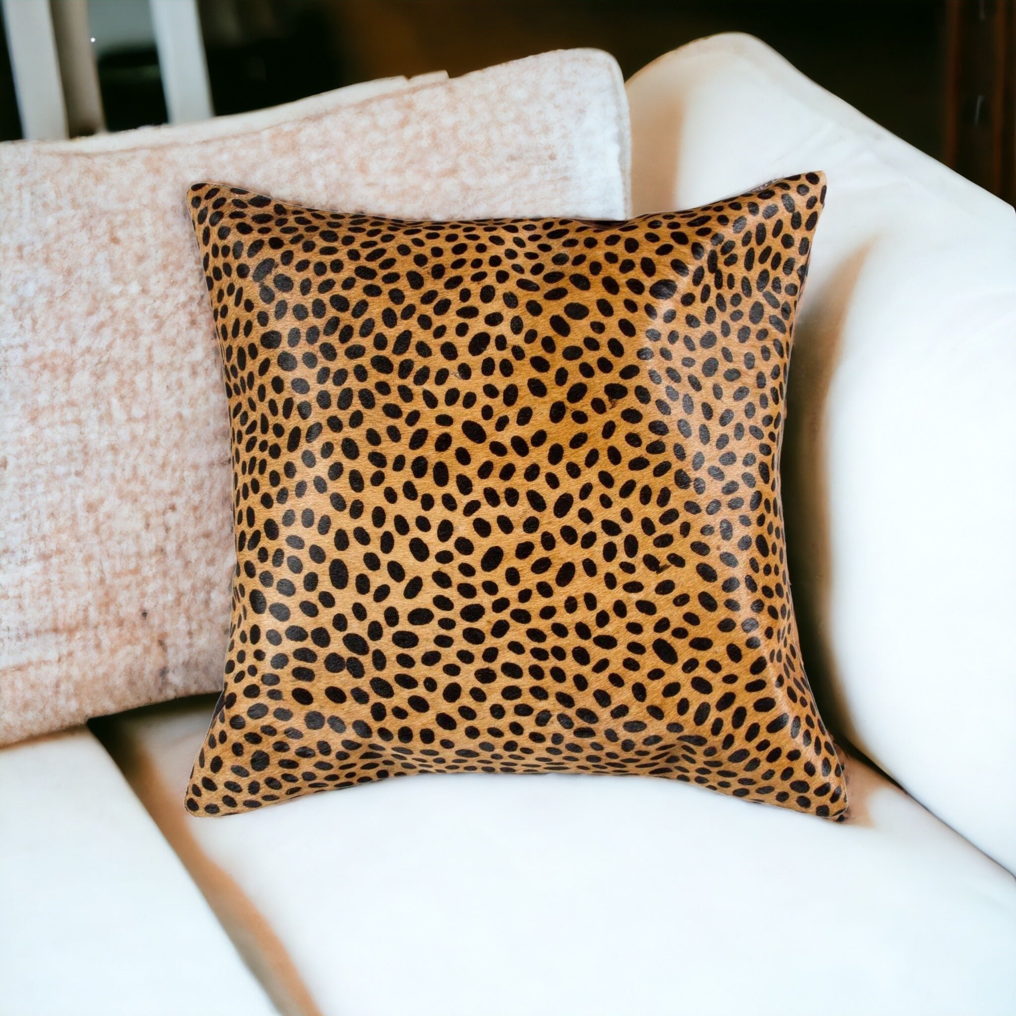 18" X 18" X 5" Sensational Cheetah Torino Kobe Cowhide  Pillow