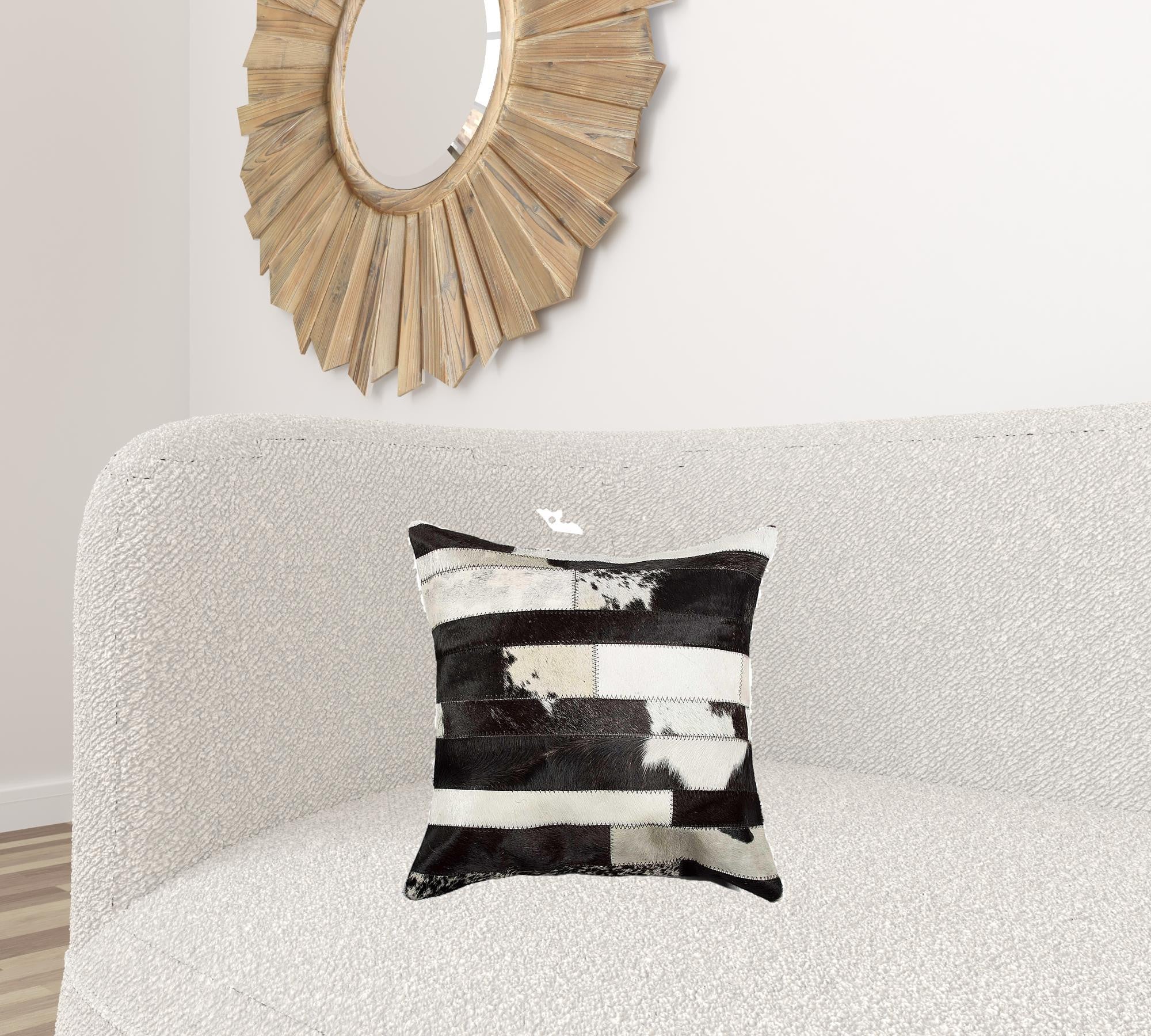 Madrid White Torino Kobe Cowhide Pillow - 18" x 18" x 5"