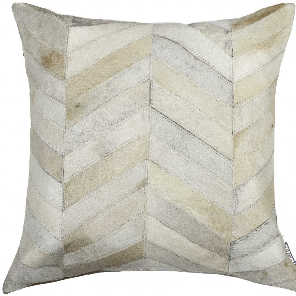 18" X 18" X 5" Enchanting Natural Torino Kobe Cowhide  Pillow