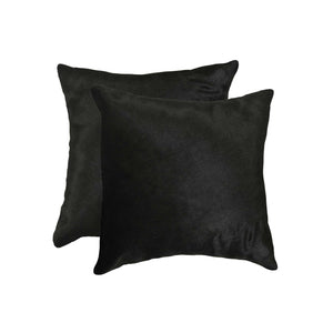 18" X 18" X 5" Black Torino Cowhide  Pillow 2 Pack
