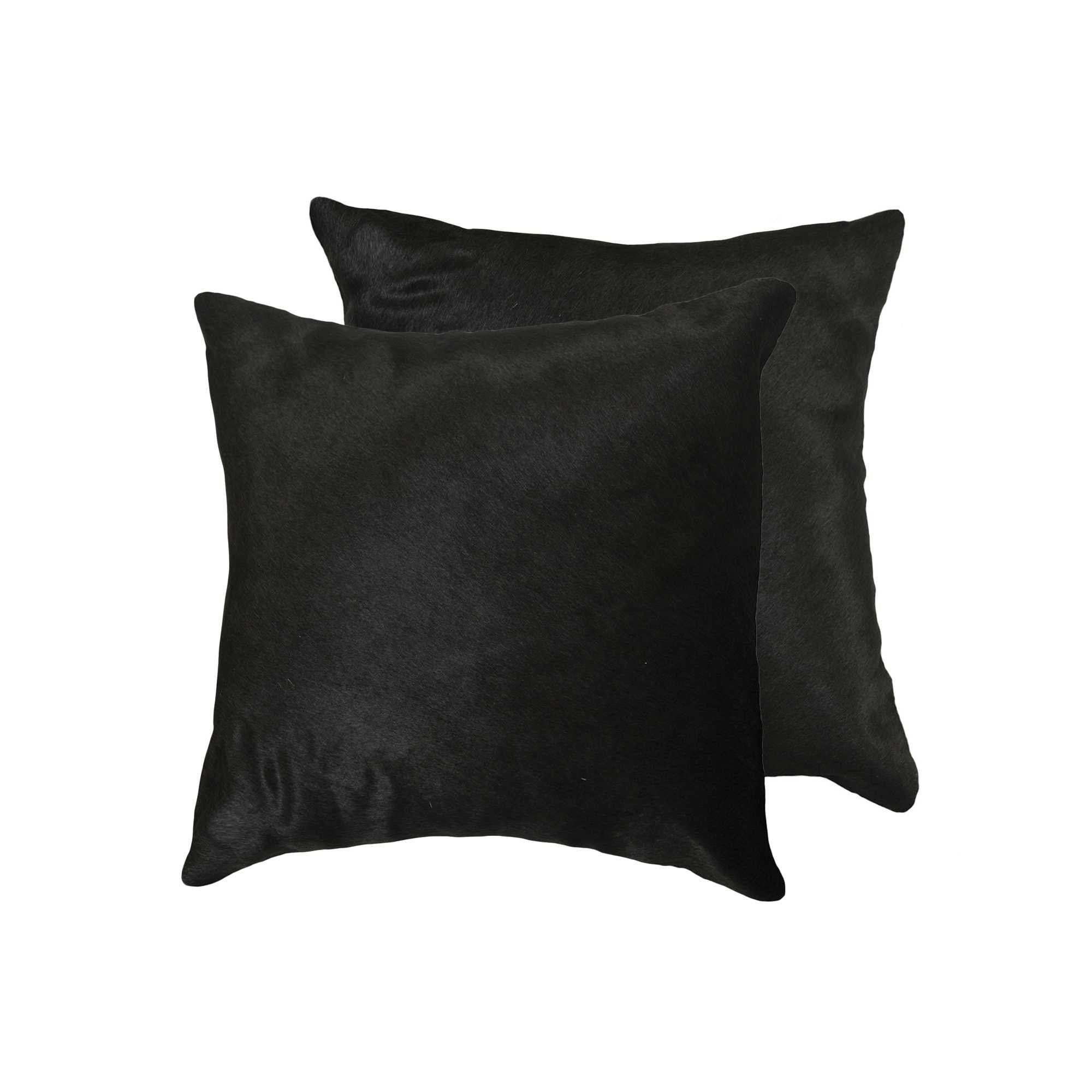 18" X 18" X 5" Black Torino Cowhide  Pillow 2 Pack