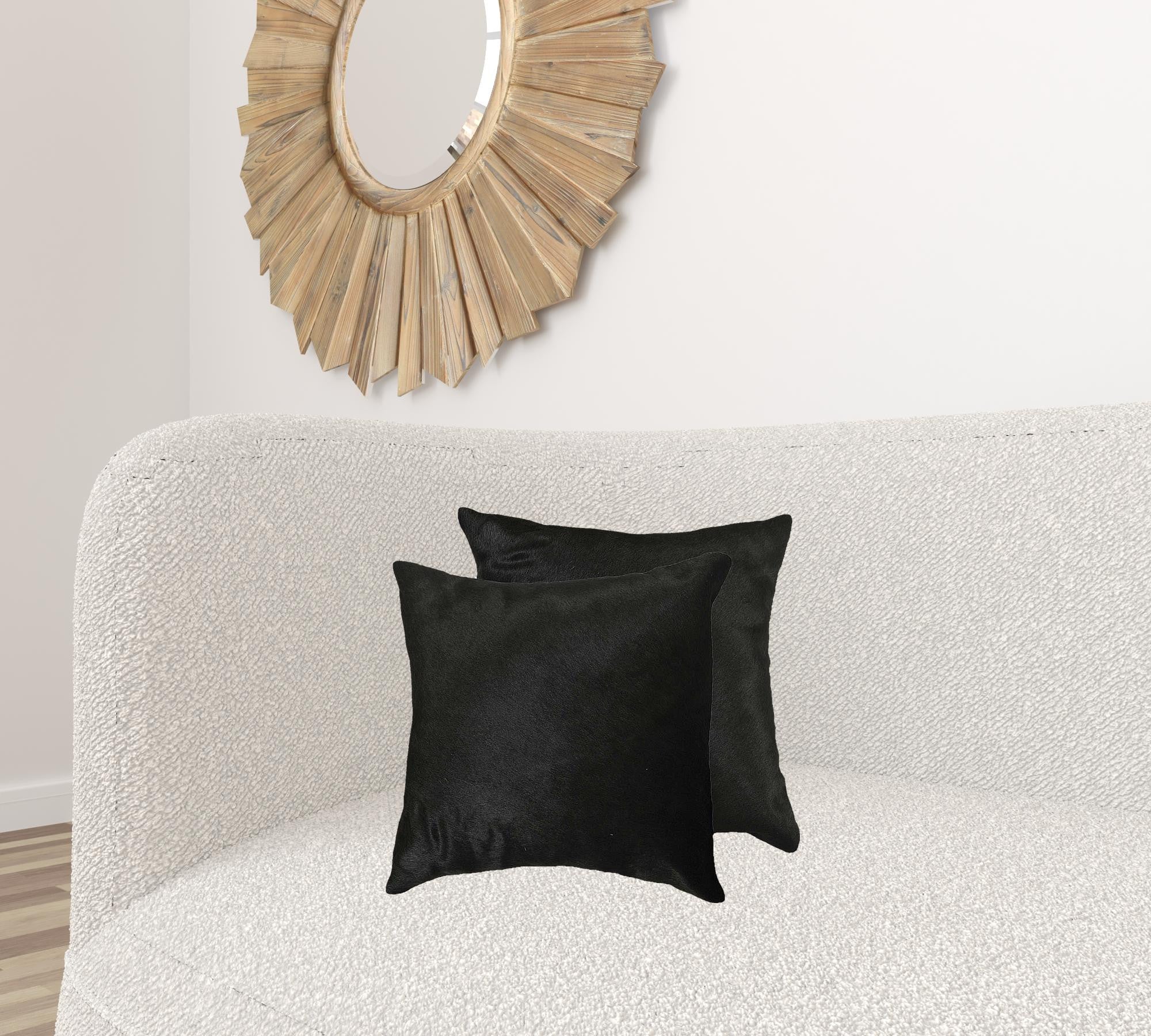 18" X 18" X 5" Black Torino Cowhide  Pillow 2 Pack