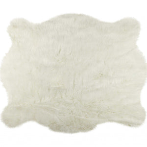 4' X 5' Polar Bear Off White Faux Hide Area Rug