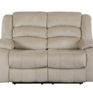 40" Contemporary Beige Fabric Loveseat