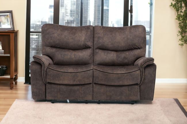 40" Elegant Dark Brown Fabric Loveseat