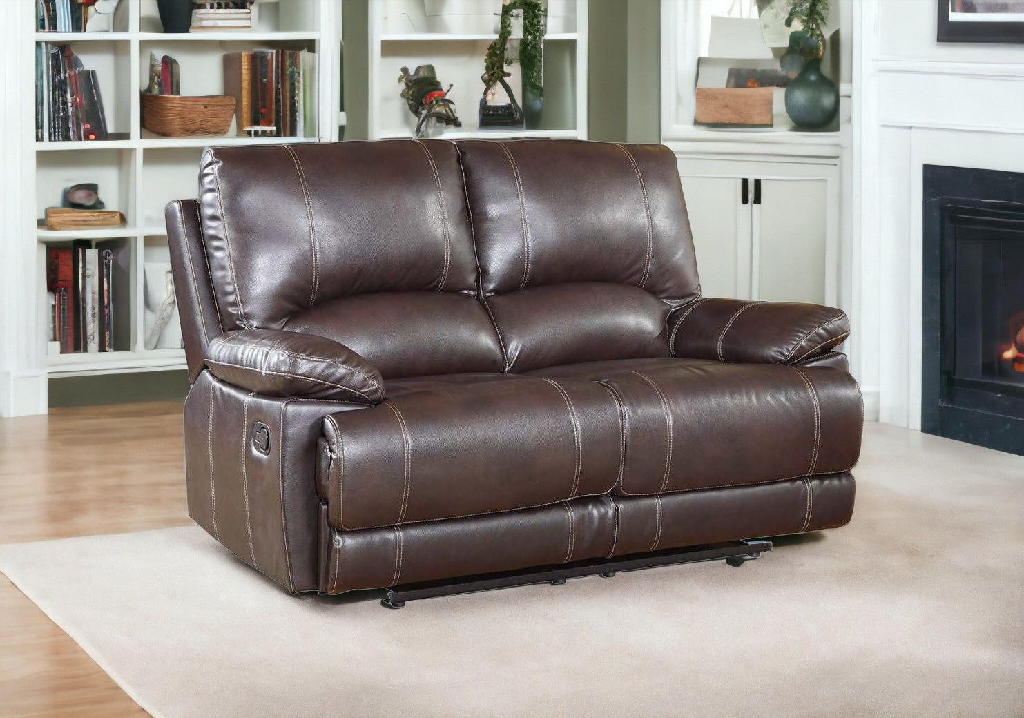 Stylish Brown Leather Loveseat 41"