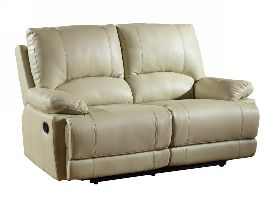 Stylish Beige Leather Loveseat 41"
