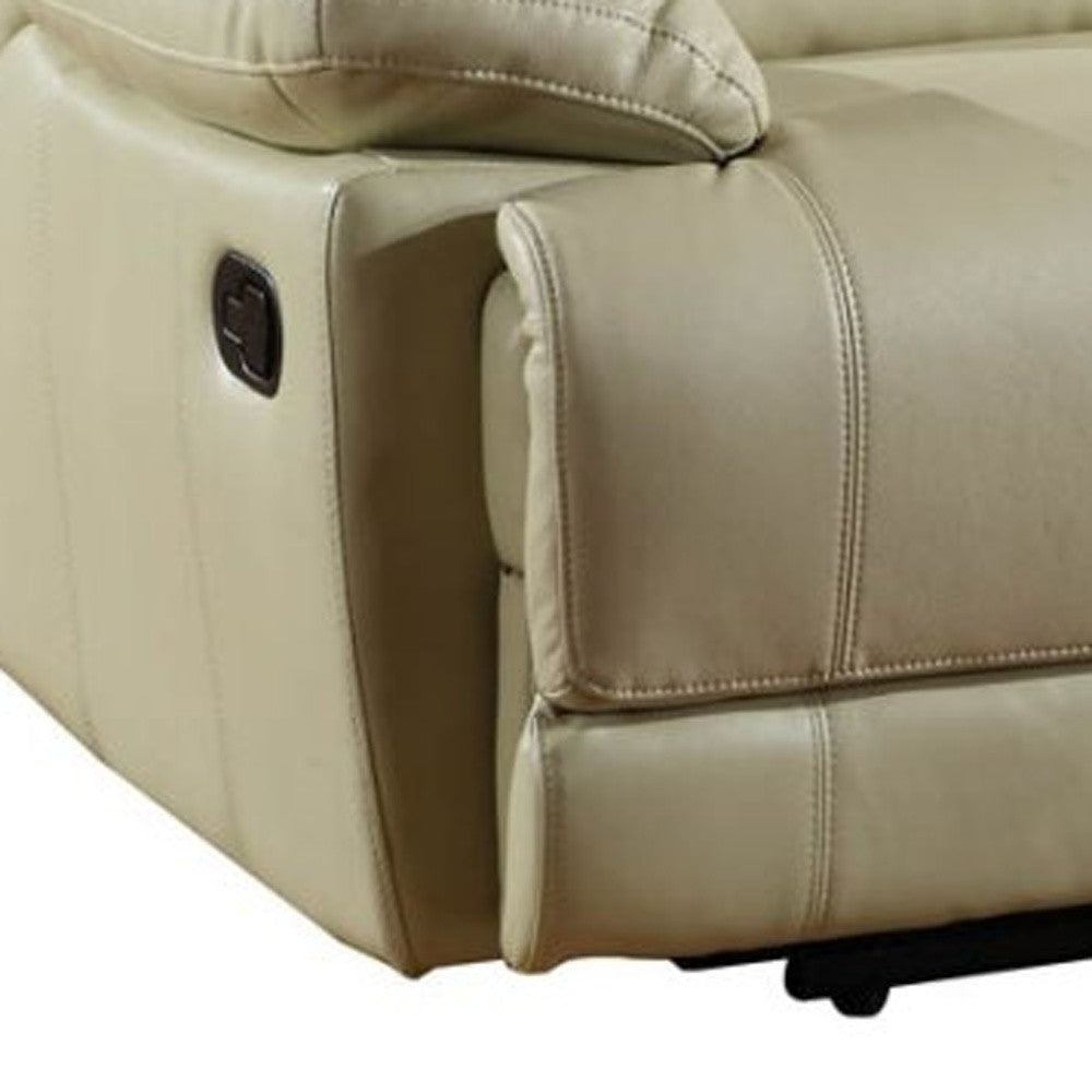 Stylish Beige Leather Loveseat 41"