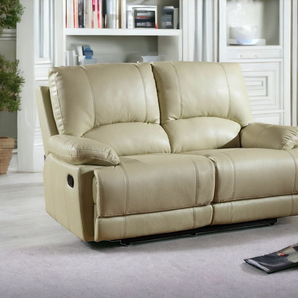 Stylish Beige Leather Loveseat 41"