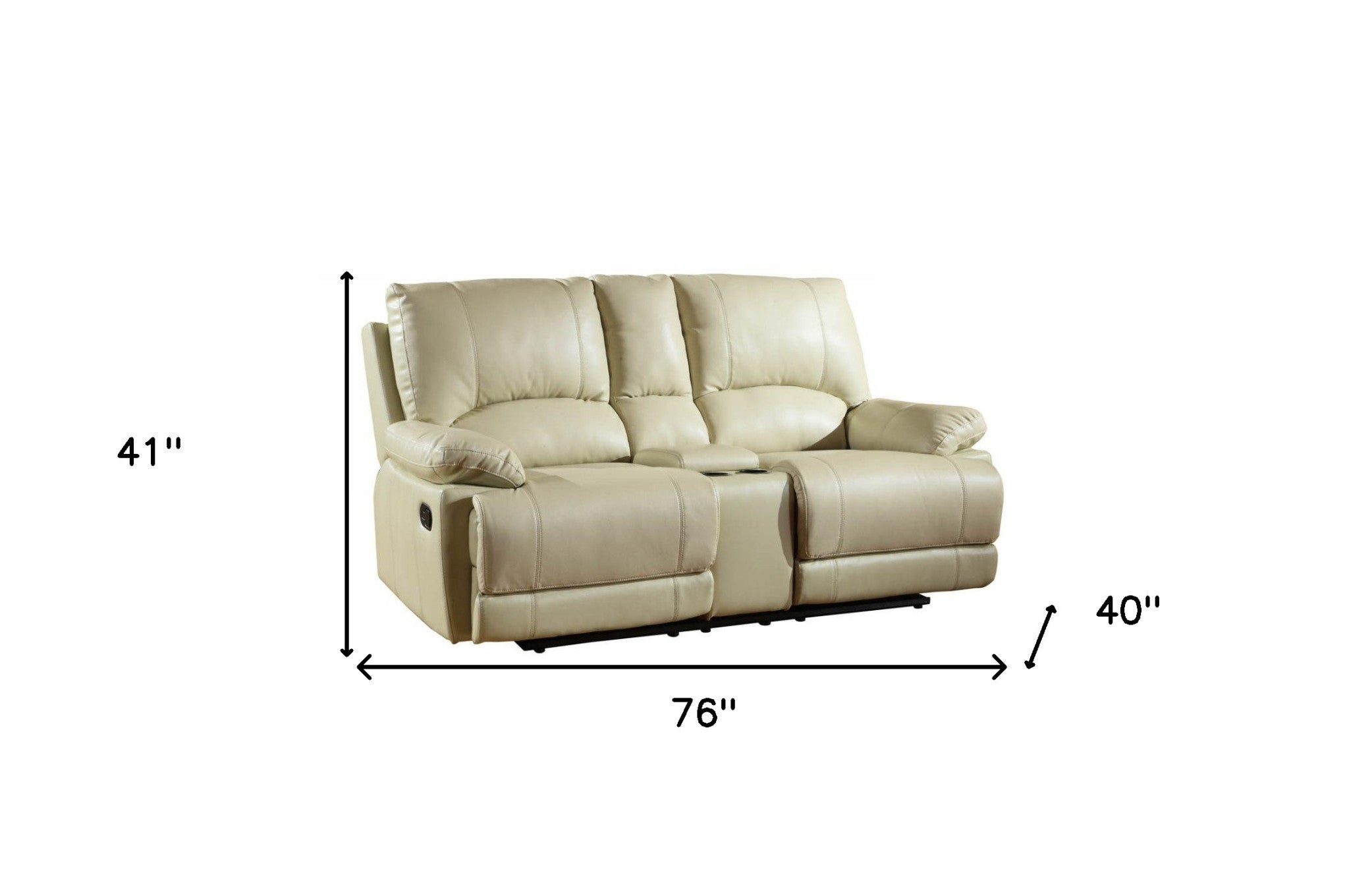 Stylish Beige Leather Loveseat 41"