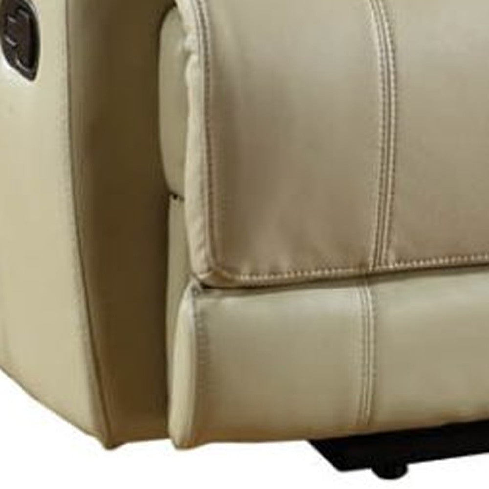 Stylish Beige Leather Loveseat 41"