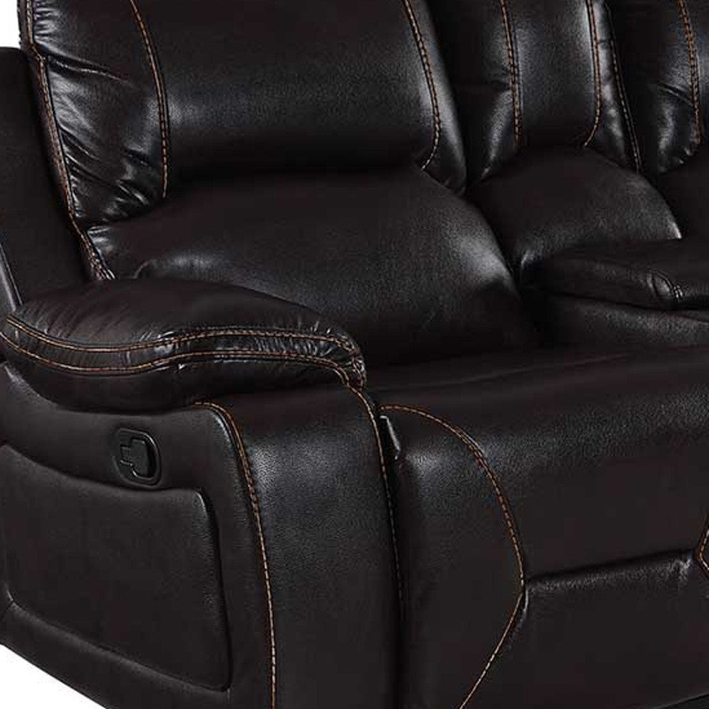 Loveseat de cuero marrón elegante de 40"