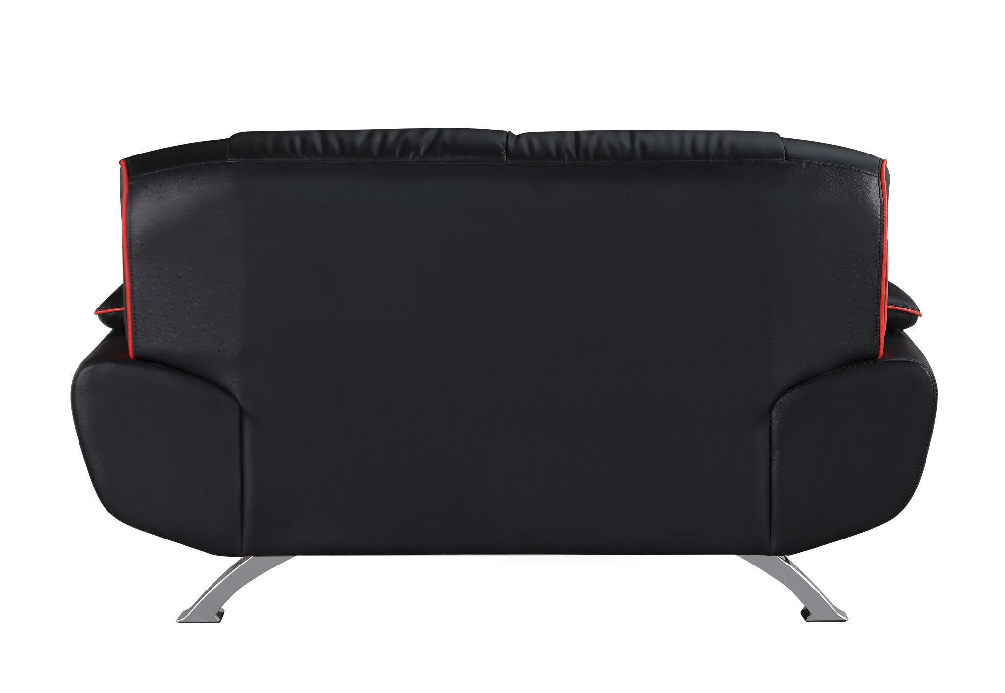40" Sleek Black Leather Loveseat