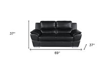 37 英寸別緻的黑色皮革雙人沙發