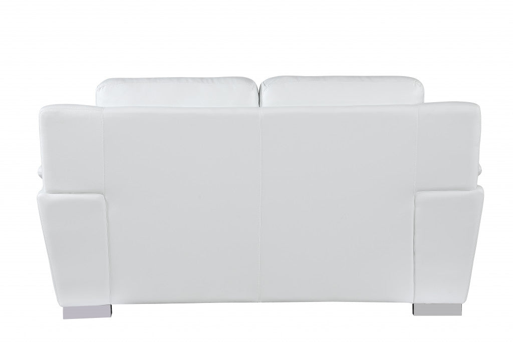 Chic White Leather Loveseat 69"