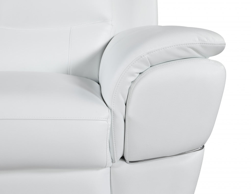 Chic White Leather Loveseat 69"