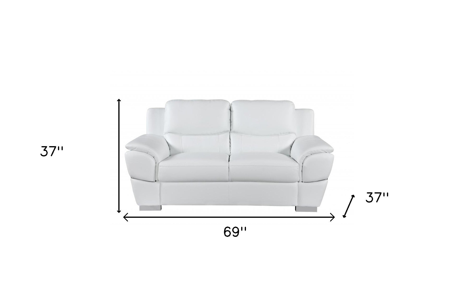 Chic White Leather Loveseat 69"