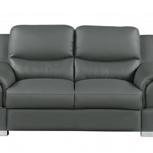 Loveseat de cuero gris elegante de 37"