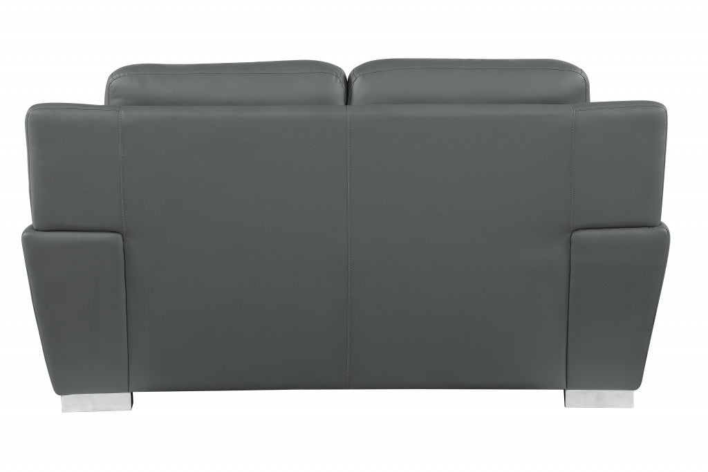 37" Chic Grey Leather Loveseat