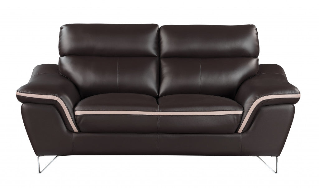 Loveseat contemporáneo de cuero marrón de 36"