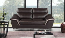 Loveseat contemporáneo de cuero marrón de 36